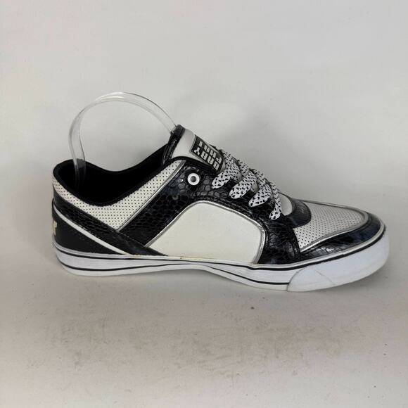 Baby Phat Athletic Shoes Women's 10 Black White Leather Snake Print Sneakers - Picture 3 of 10